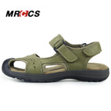 MRCCS New Manly Charms Summer Sandals,Trendy Simple Green/Brown Casual Shoes For Men,Wearable Genuine Leather Thick Rubber Sole