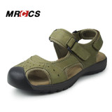 MRCCS New Manly Charms Summer Sandals,Trendy Simple Green/Brown Casual Shoes For Men,Wearable Genuine Leather Thick Rubber Sole