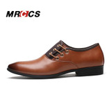 MRCCS New Gentle Men's Fashion Dress Shoes,Leather Oxford Shoes ,Side Lace Up Design Round Toe Casual Business Big Size 38-47