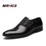 MRCCS New Gentle Men's Fashion Dress Shoes,Leather Oxford Shoes ,Side Lace Up Design Round Toe Casual Business Big Size 38-47