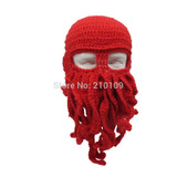 Mr.Kooky Handmade Funny Tentacle Octopus Hat Crochet Cthulhu Beard Beanie Men's Women's Knit Wind Mask Cap Halloween Animal Gift