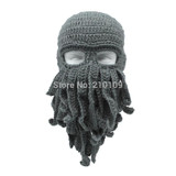 Mr.Kooky Handmade Funny Tentacle Octopus Hat Crochet Cthulhu Beard Beanie Men's Women's Knit Wind Mask Cap Halloween Animal Gift