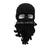 Mr.Kooky Handmade Funny Tentacle Octopus Hat Crochet Cthulhu Beard Beanie Men's Women's Knit Wind Mask Cap Halloween Animal Gift