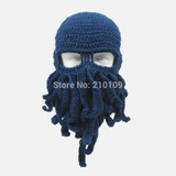 Mr.Kooky Handmade Funny Tentacle Octopus Hat Crochet Cthulhu Beard Beanie Men's Women's Knit Wind Mask Cap Halloween Animal Gift
