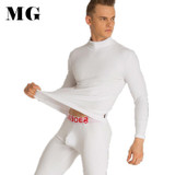 Mr.Gun Men's Long Johns Combed Cotton High Neckline Winter Base Layer Long Underwear Masculina Thermo Kit Thermal Long John Set