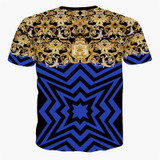 Mr.1991INC&amp;Miss.GO Summer New Mr GUGU &amp; Mis GO versa T Shirt 3D Gold flower Du Jin Sha printing T-shirt Tops Tees