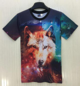 Mr.1991INC Summer t shirt men/women Fashion 3d tshirt print wolf space/galaxy T-shirt Hiphop lovely t shirt T54