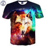 Mr.1991INC Summer t shirt men/women Fashion 3d tshirt print wolf space/galaxy T-shirt Hiphop lovely t shirt T54