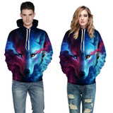 Mr.1991INC Space Galaxy Sweatshirts Men/women Tracksuits Tops Print Galaxy Wolf Hooded Hoodies Thin Autumn Sweatshirts