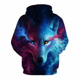 Mr.1991INC Space Galaxy Sweatshirts Men/women Tracksuits Tops Print Galaxy Wolf Hooded Hoodies Thin Autumn Sweatshirts