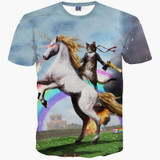 Mr.1991INC Newest Men/women 3d t-shirt short sleeve summer t shirt print cat horse scenery space galaxy t-shirt tops tees