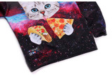Mr.1991INC New Galaxy 3d sweatshirts for men/women casual hoodies funny print stars night cat eating Pizza hoodies
