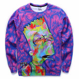 Mr.1991INC New Galaxy 3d sweatshirts for men/women casual hoodies funny print stars night cat eating Pizza hoodies