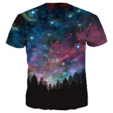 Mr.1991INC New Fashion Men/Women 3d T-shirt Summer Tops Tees Digital Print Night Trees Space Galaxy 3d Tshirts
