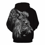 Mr.1991INC New Fashion Men/Women 3d Sweatshirts Print Ferocious Lion Black Thin Autumn Winter Hooded Hoodies Pullovers Tops