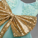 2018 Summer Flowers Girls Dress Big Bow Lace Princess Girl Dresses Newborn Kids Backless Dress Baby Clothes Formal Party Costume