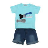 2018 Summer fish Pattern Kids Clothes Sets Baby boy Clothes T-shirt + jeans Newborn clothes baby clothing set infant suit