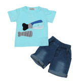 2018 Summer fish Pattern Kids Clothes Sets Baby boy Clothes T-shirt + jeans Newborn clothes baby clothing set infant suit