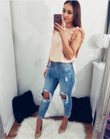 2018 Summer Fashion Women's Chiffon Tops Casual O-Neck Butterfly Sleeve Loose Shirts Sleeveless Blouse