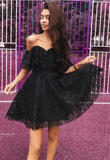 2018 Summer Fashion Women Black Red Lace Dresses Sexy Off shoulder Slash neck Dress Casual Tube Top Tunic Party Vestidos
