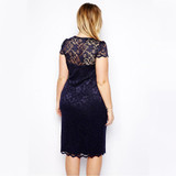 2018 Summer Fashion Sexy Women Party Midi Dress V Neck Floral Bodycon Pencil Lace Dresses Plus Size Clothing Big Size Vestidos