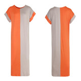 2018 Summer Fashion Patchwork Color Women Elegant Dresses Plus Size Loose Maxi Dress Casual Beach Tunic Vestido D28-AB-43