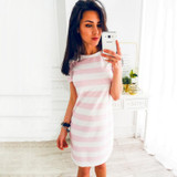 2018 Summer Fashion O-Neck Striped Black Beach Party Dresses New Women Office Casual Loose Temperament Mini Dress Vestidos