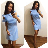 2018 Summer Fashion Loose Straight Dress Women Casual O-neck Butterfly Sleeve Beach Dresses Office Lady Female Vestidos