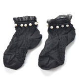 2018 Summer Fashion Female Socks Women's Silver Silk Pearl Socks Ladies Crystal Calcetines Crystal Short Socks Thin Crystal Sock