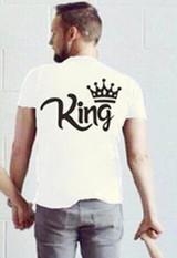 2018 Summer family Tshirt O-neck King Queen prince Princess Crown Letter Print Tee Cotton Couple Casual Shirt Valentine Matching