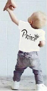 2018 Summer family Tshirt O-neck King Queen prince Princess Crown Letter Print Tee Cotton Couple Casual Shirt Valentine Matching