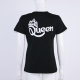 2018 Summer family Tshirt O-neck King Queen prince Princess Crown Letter Print Tee Cotton Couple Casual Shirt Valentine Matching