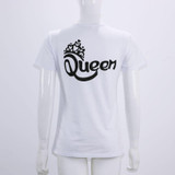 2018 Summer family Tshirt O-neck King Queen prince Princess Crown Letter Print Tee Cotton Couple Casual Shirt Valentine Matching