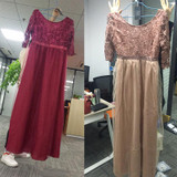 2018 summer Elegant Women Floral Lace Long Dress Floor Length Party Dressess Ladies Half Sleeve Chiffon Dress With Lace S-XXL