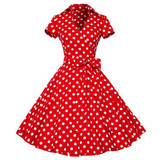 2018 Summer Dress Women Polka Dot Dress Vintage Rockabilly Swing Feminino Vestidos V Neck Short Sleeves Retro Party Dresses
