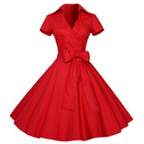 2018 Summer Dress Women Polka Dot Dress Vintage Rockabilly Swing Feminino Vestidos V Neck Short Sleeves Retro Party Dresses