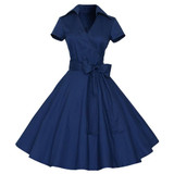 2018 Summer Dress Women Polka Dot Dress Vintage Rockabilly Swing Feminino Vestidos V Neck Short Sleeves Retro Party Dresses