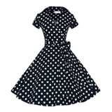2018 Summer Dress Women Polka Dot Dress Vintage Rockabilly Swing Feminino Vestidos V Neck Short Sleeves Retro Party Dresses