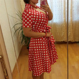 2018 Summer Dress Women Polka Dot Dress Vintage Rockabilly Swing Feminino Vestidos V Neck Short Sleeves Retro Party Dresses