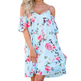 2018 Summer Dress Women Fashion Casual Ladies Loose Print Spaghetti Strap Down Flounce Swing Midi Dress