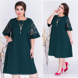 2018 Summer Dress Plus Size Women Dress Lace Sleeve Flare Casual Loose Dress 5XL 6XL Big Size Beach Dress Female Vestidos