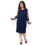 2018 Summer Dress Plus Size Women Dress Fashion Straight Patchwork Mesh Dress Large Size Sheer Party Dress Vestidos 5XL 6XL