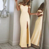 2018 Summer Dress Elegant Bohemian Women Evening Sexy Maxi Formal Party Dresses Strapless Solid Spring Girl Dresses Vestidos Y5