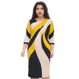 2018 Summer dress colorblock printed plus size women dress bodycon bandage dress 5XL 6XL large elegant work dress female vestido