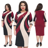 2018 Summer dress colorblock printed plus size women dress bodycon bandage dress 5XL 6XL large elegant work dress female vestido