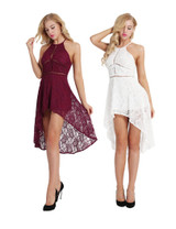 2018 Summer Cocktail Party Dress Women Sexy Sleeveless Burgundy White Lace Dress Elegant Maxi High-low Hem Dress Female vestidos