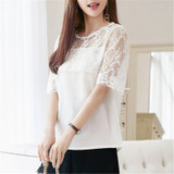 2018 Summer Chiffon Blouse Women Lace Shirt Sexy Half Sleeve Womens Tops Casual Elegant Female Blouses feminina Blusa 676F 30