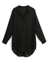 2018 Summer 5XL Plus Size Women Chiffon Shirts V Neck Pockets Long Sleeves Blouses Asymmetrical Loose Casual Tops female Tunics