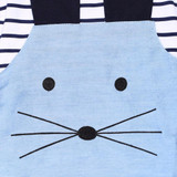 2018 Striped Patchwork Character Girl Dresses Sleeve Cute Mouse Children Clothing Kids Girls Dress Denim Kids Clothes 2-7Y