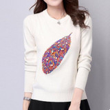 2018 Spring Women Sweater Cashmere Pearl Beads Pullover Autumn Knitted Warm Pattern Jumper Long Sleeve Cotton Outwear Sueter